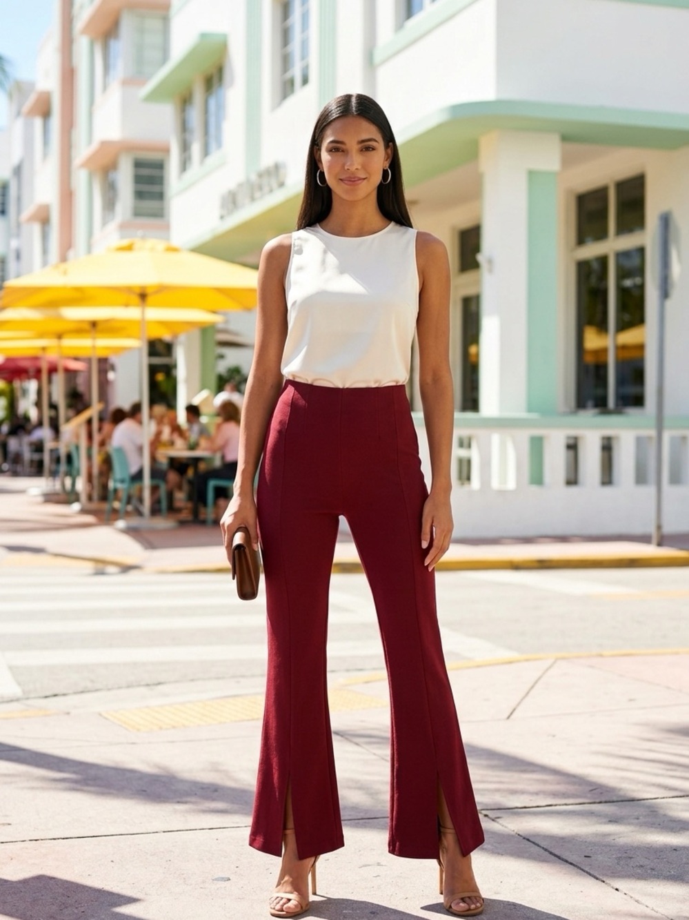 Free People Real Deal High-Rise Split-Hem Flare Boho Stretch 70's Pants Size L